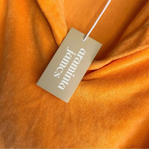 Araminta James Size XL Sleeveless Cropped Terry Polo Shirt Top In Mango NEW!! - Picture 7 of 8